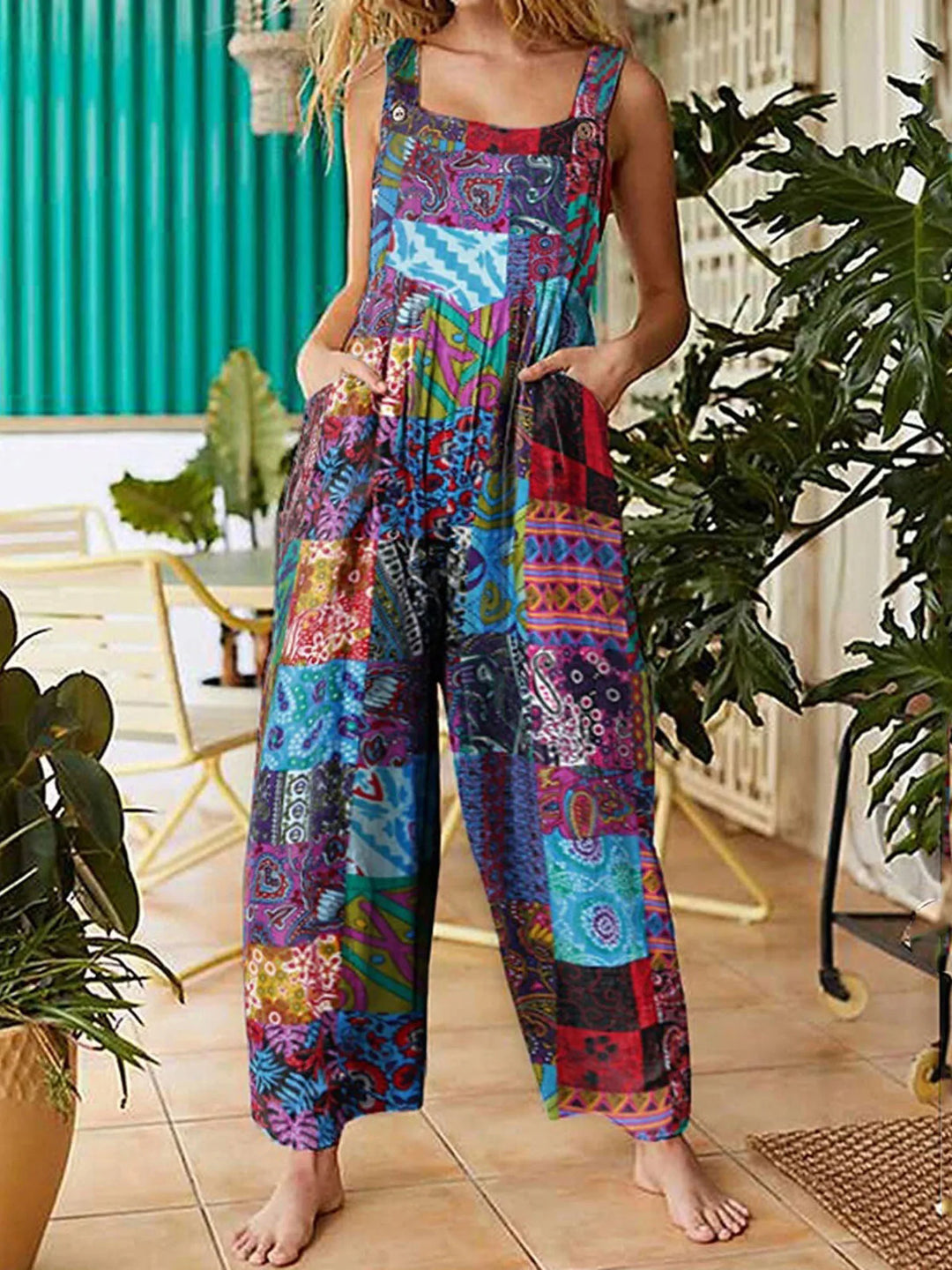 Cristy Boho Print Wide Leg Jumpsuit