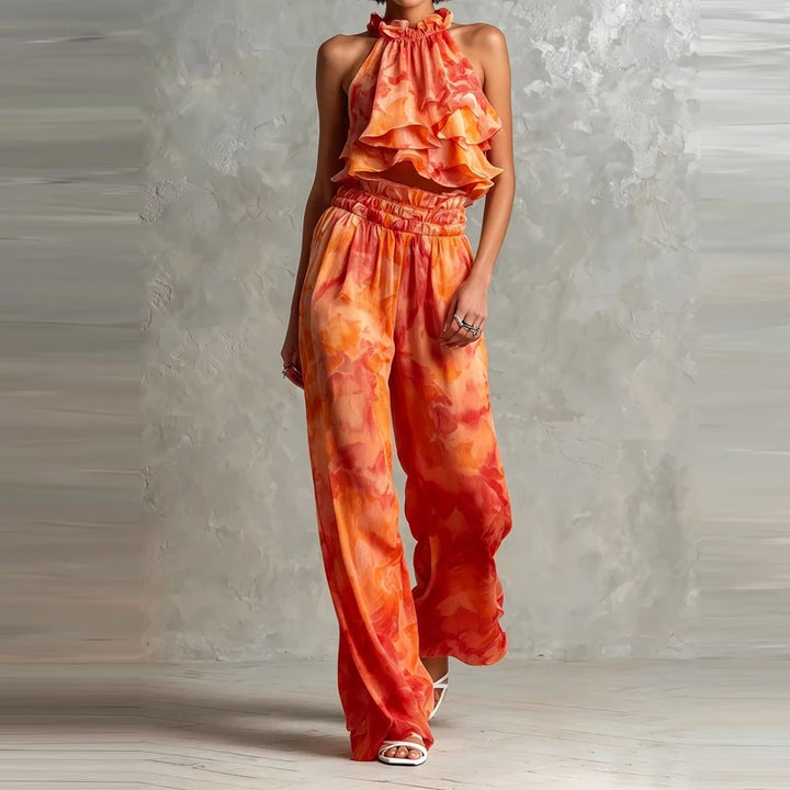 Laura Ruffle Halter Co-Ord Set