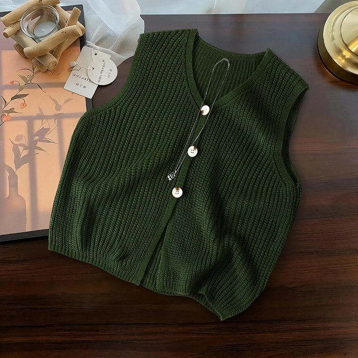 Elma Sleeveless V Neck Cardigan