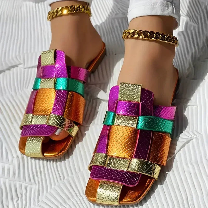 Zaria Woven Mosaic Flat Sandals