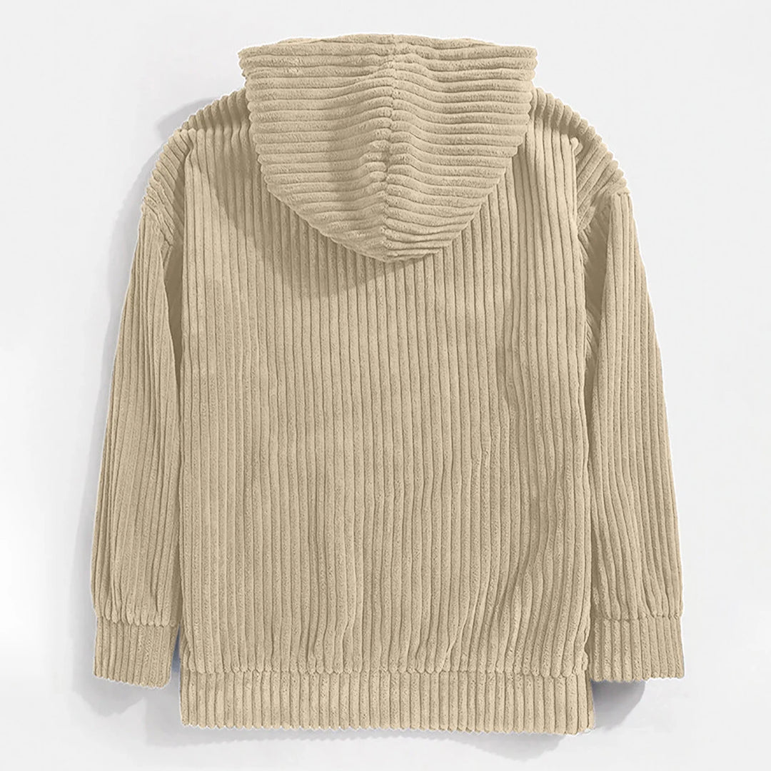 Beige corduroy hoodie back view