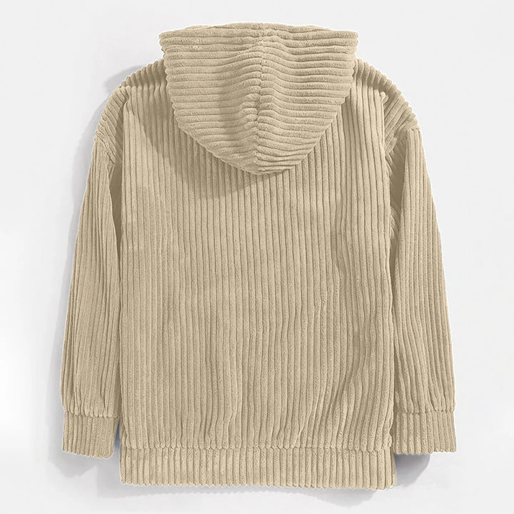 Beige corduroy hoodie back view