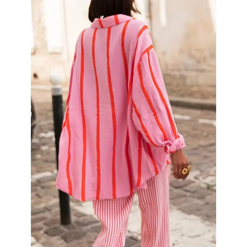 Katelynn Striped Bubble Blouse