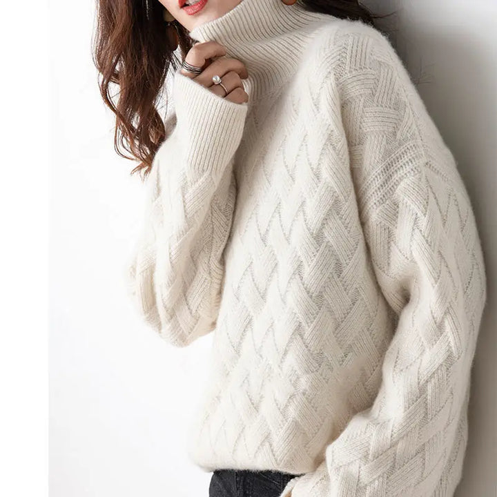 Clara Basketweave Turtleneck Sweater