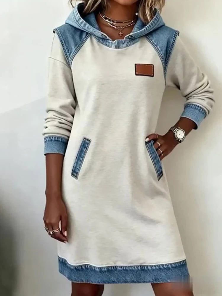 Celine Patchwork Denim Maxi Dress