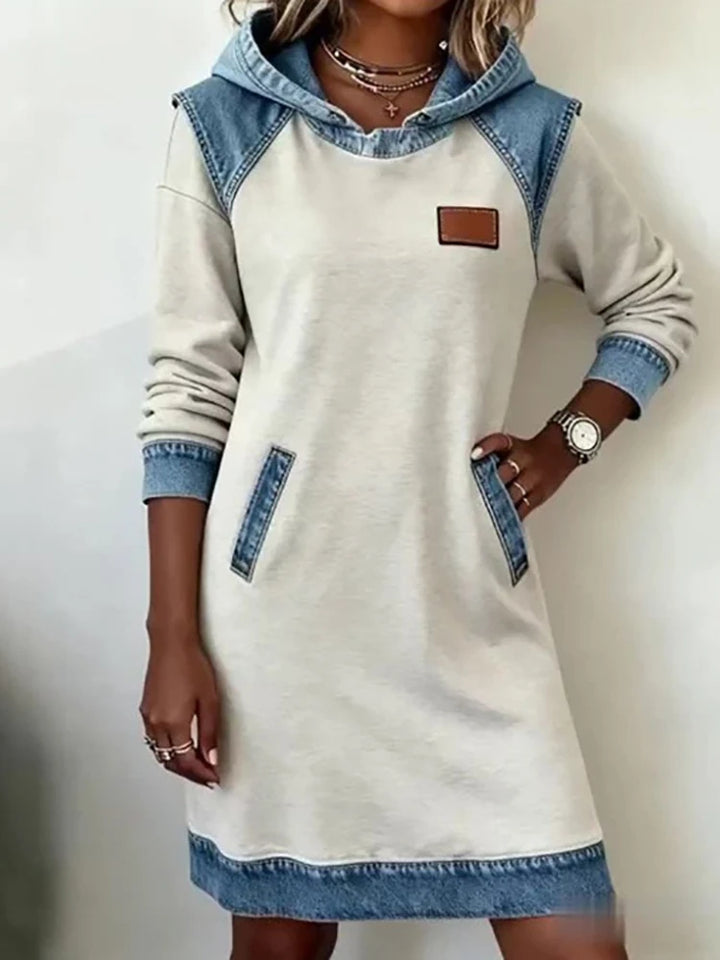 Celine Patchwork Denim Maxi Dress