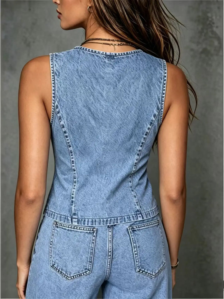 Briar Front Tie Denim Vest