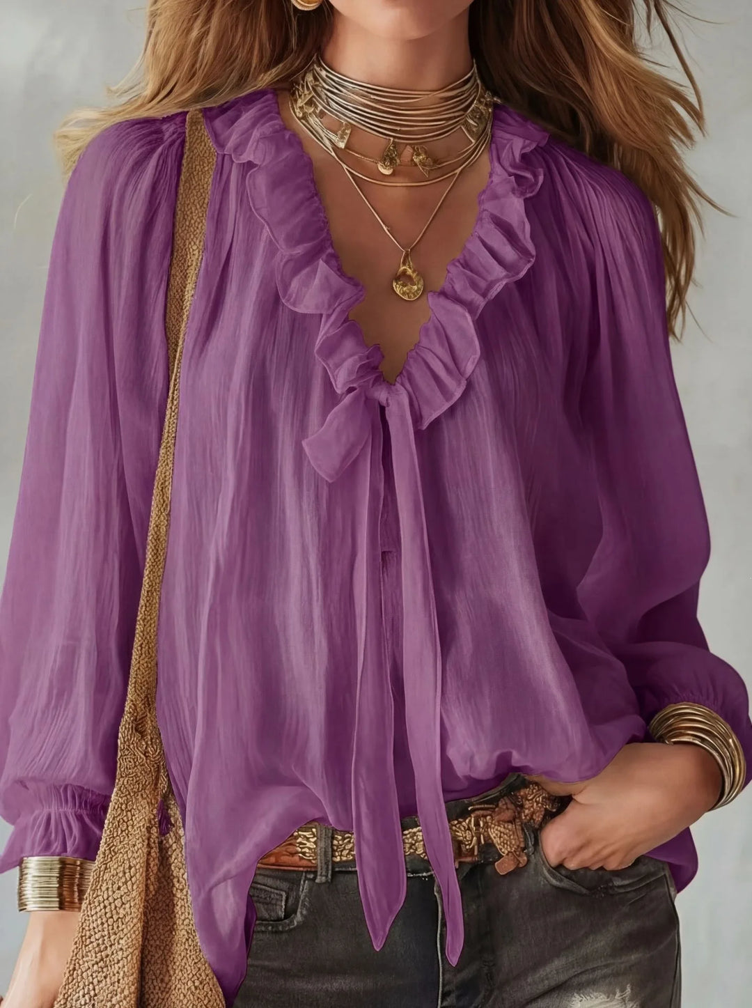 Maribel Lace Up Long Sleeve Top