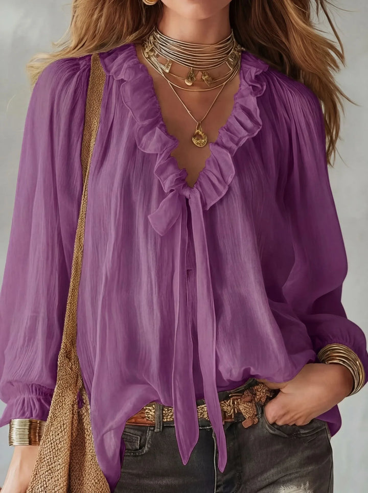Maribel Lace Up Long Sleeve Top