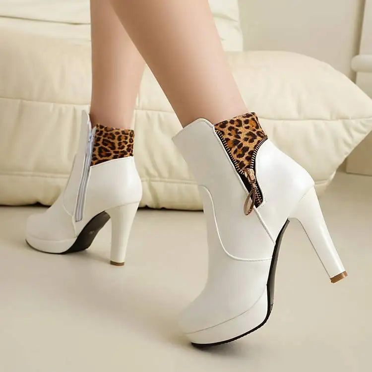 Vivienne Leopard Panel Ankle Boots