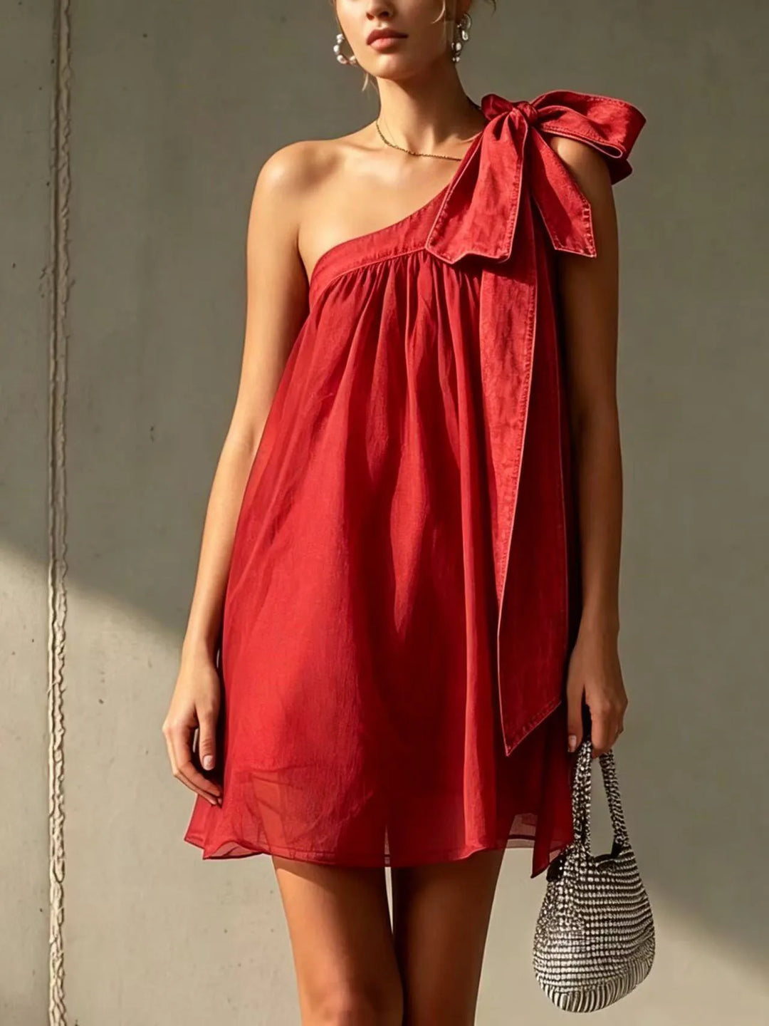 Sienna Bow Detail One Shoulder Mini Dress