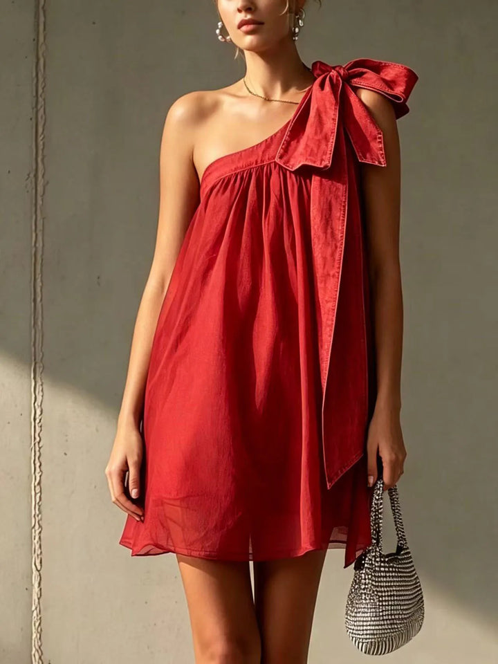 Sienna Bow Detail One Shoulder Mini Dress