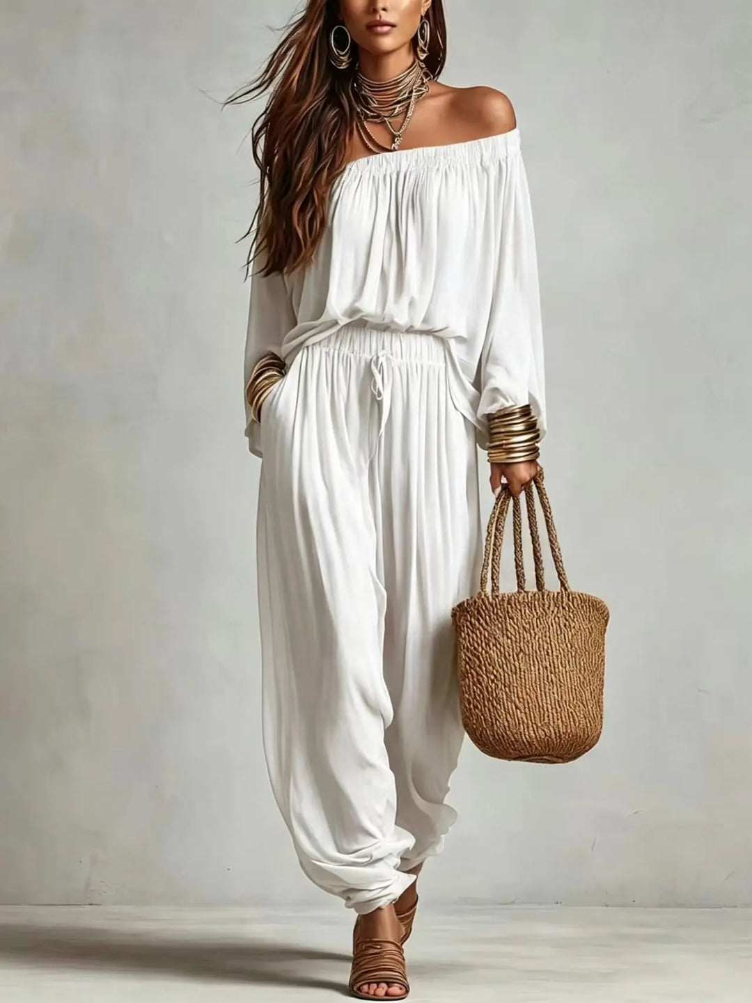 Maribel Off Shoulder Harem Set