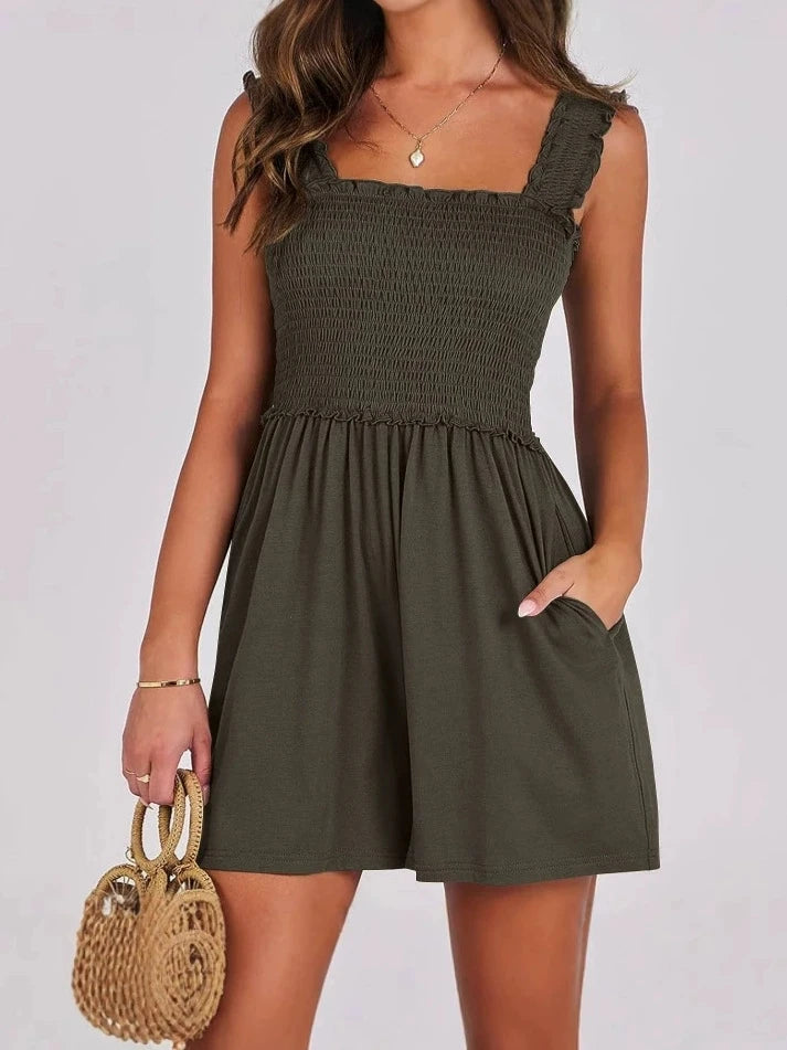 Pia Smocked Pocket Romper