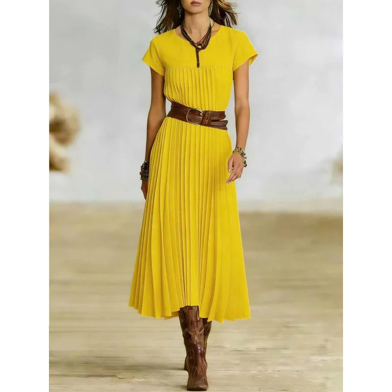 Meredith Elegant Pleated Maxi Dress
