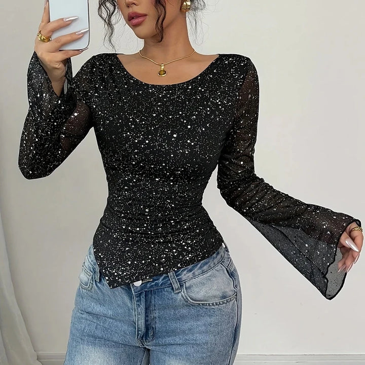 Charlotte Sequin Mesh Blouse