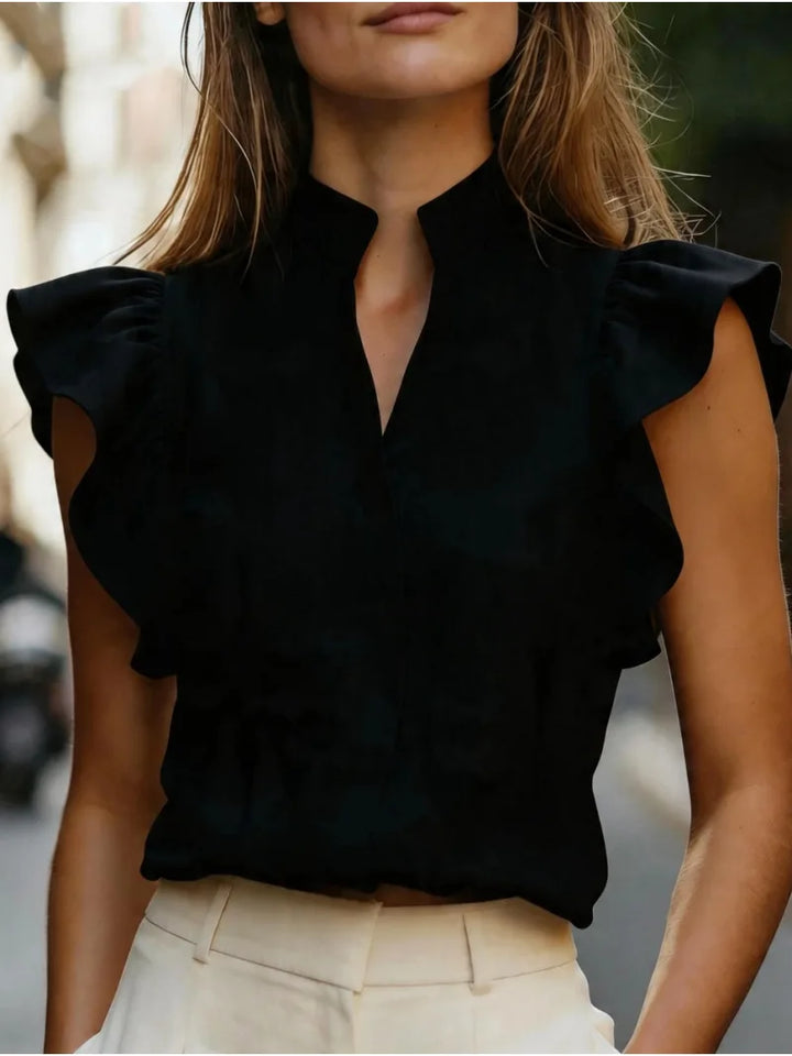 Heidi Ruffle Sleeve V Neck Blouse