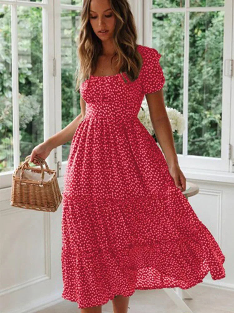 Cressida Floral Puff Sleeve Midi Dress