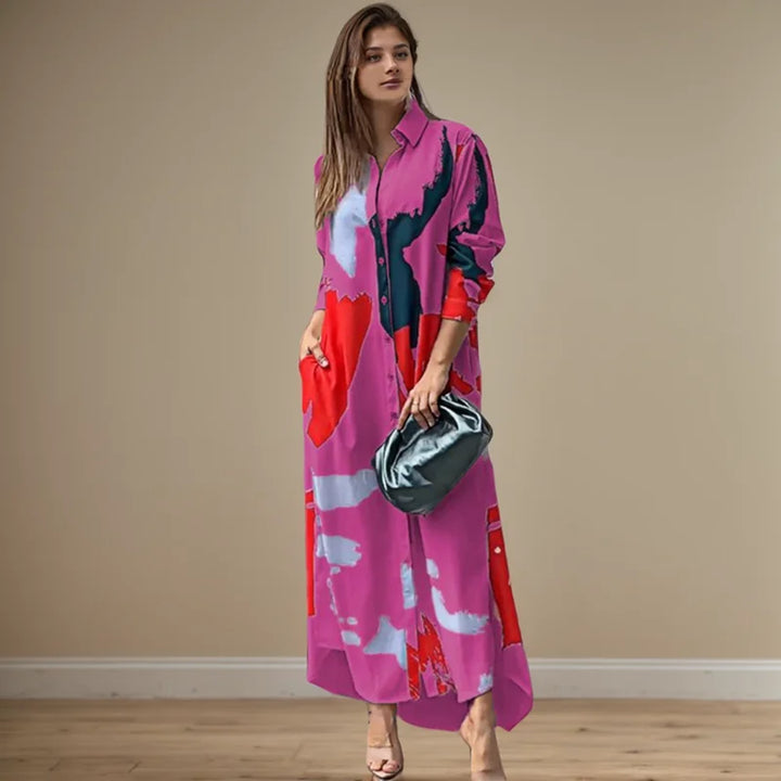 Aveline Abstract Shirt Maxi Dress