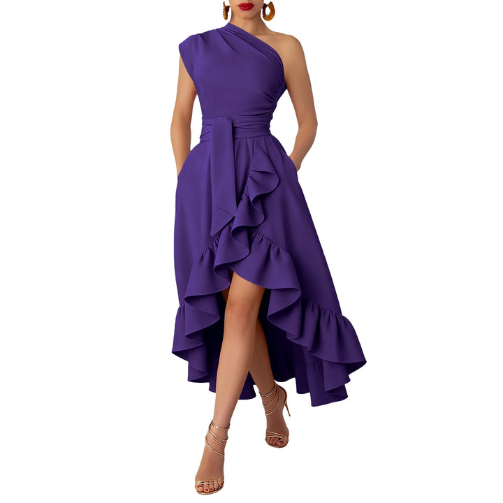 Juliana One Shoulder Ruffle Midi Dress