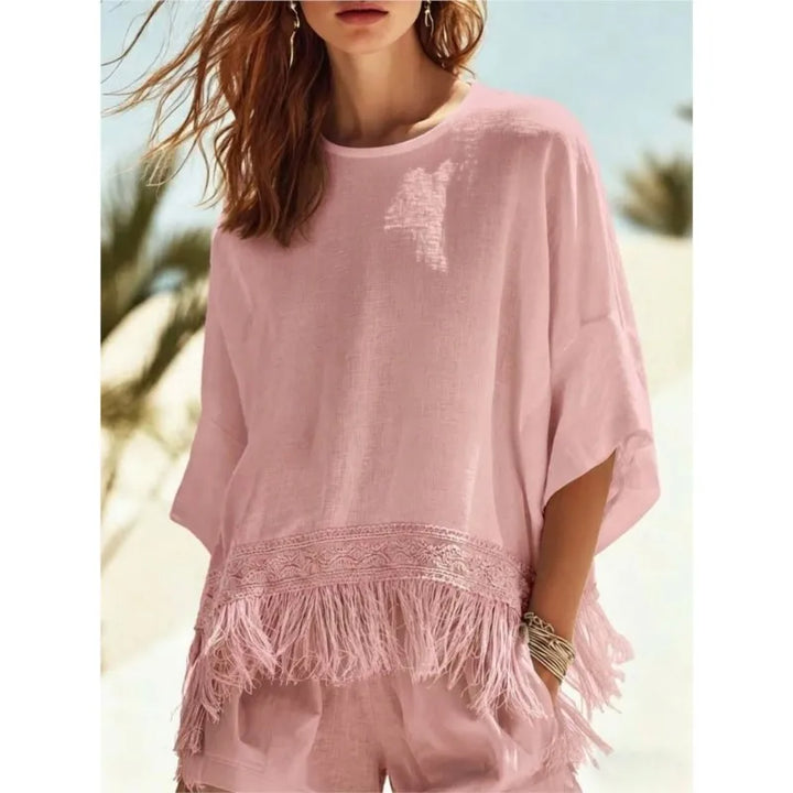 Rebecca Fringe Linen Blouse