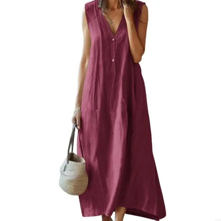 Aurielle Relaxed Linen Maxi Dress