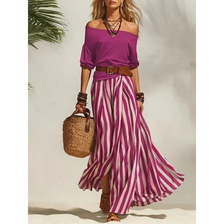 Vanessa Striped Maxi Skirt Set
