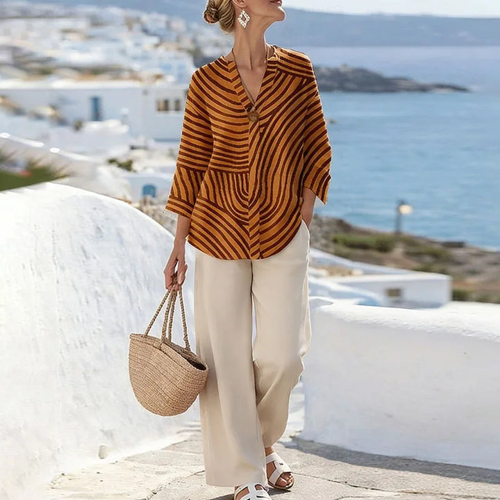 Zoey Printed Blouse and Trousers Set