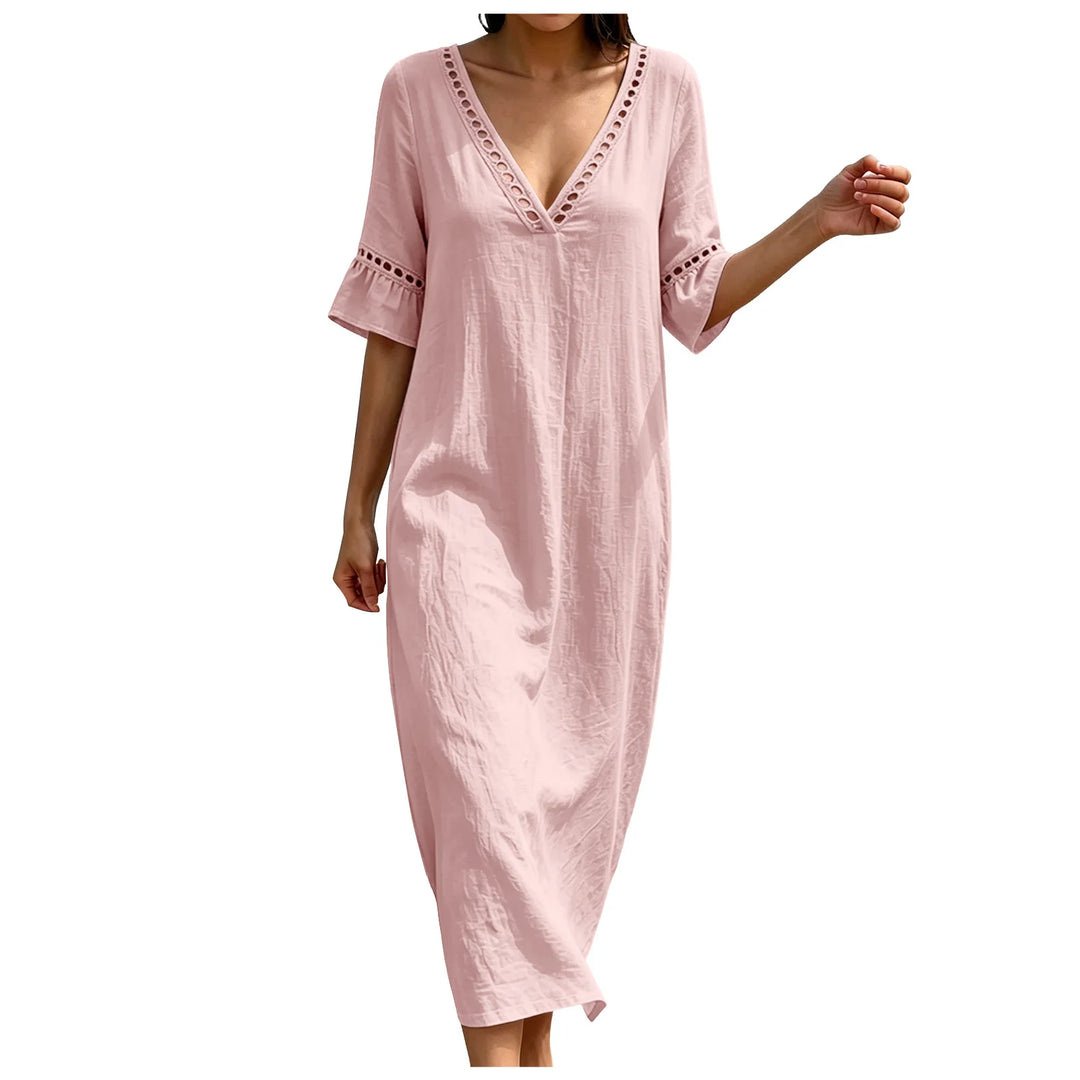 Liora V Neck Casual Maxi Dress