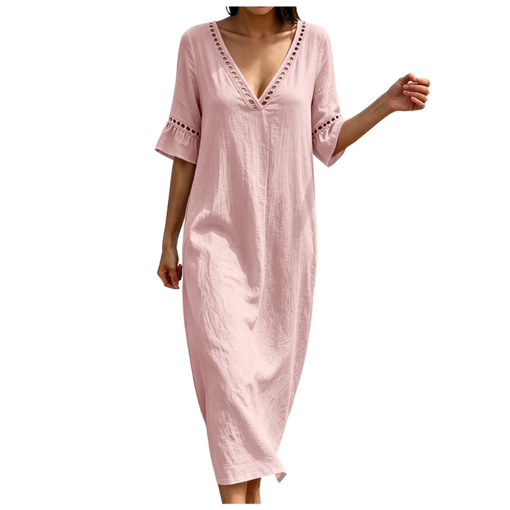 Liora V Neck Casual Maxi Dress