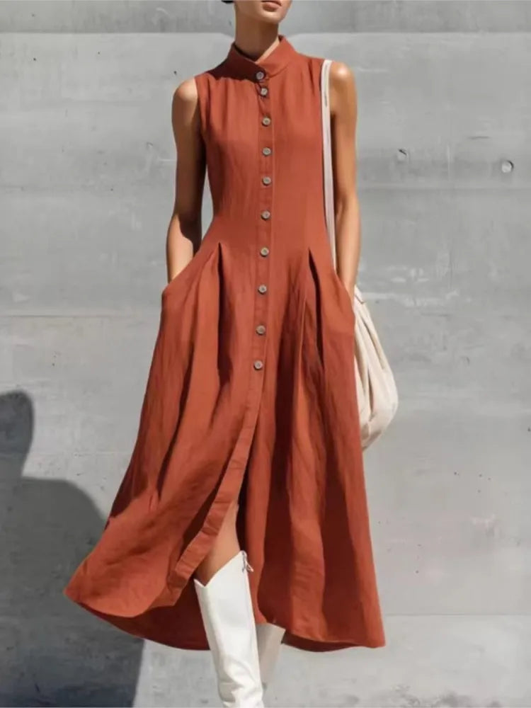 Rosalie Flowy Button Midi Dress