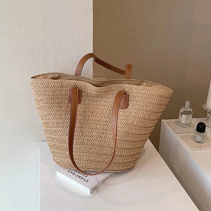 Sia Straw Woven Shoulder Bag