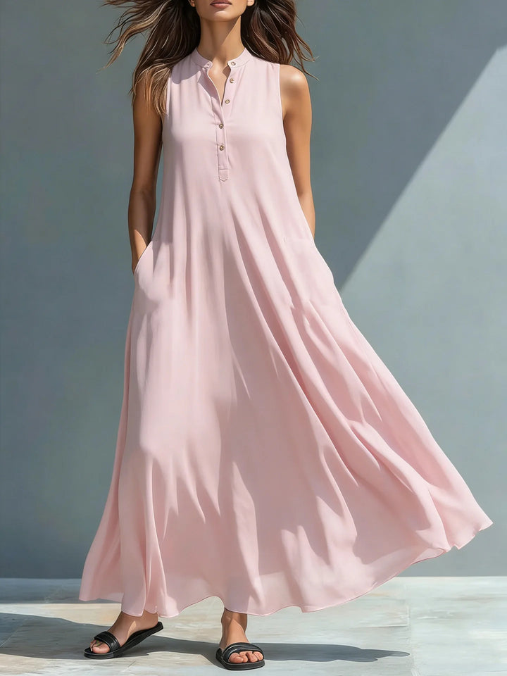 Vienna Elegant Sleeveless V Neck Midi Dress