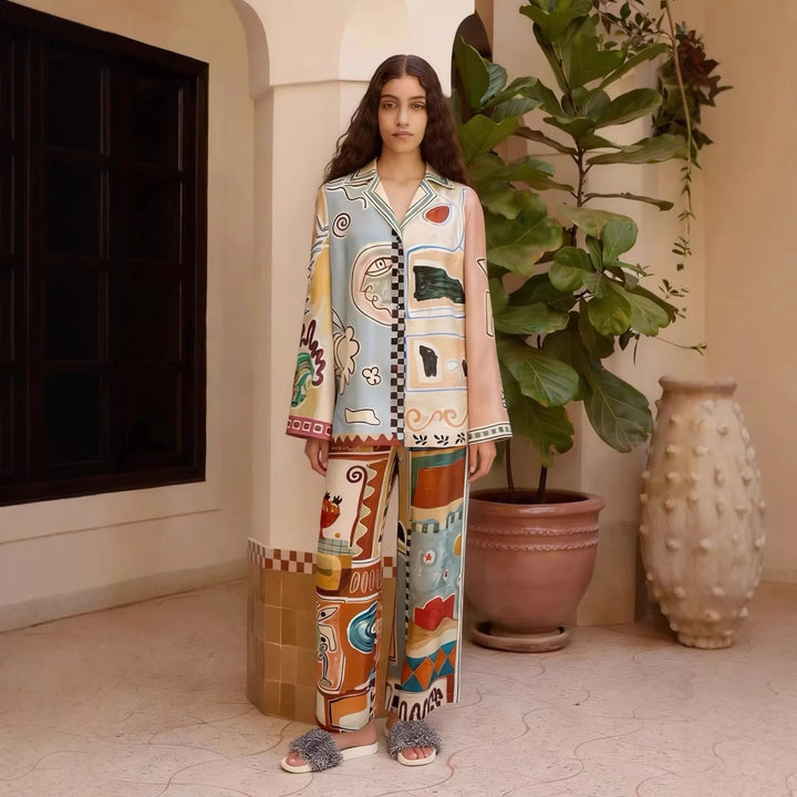 Monroe Abstract Print Trouser Set