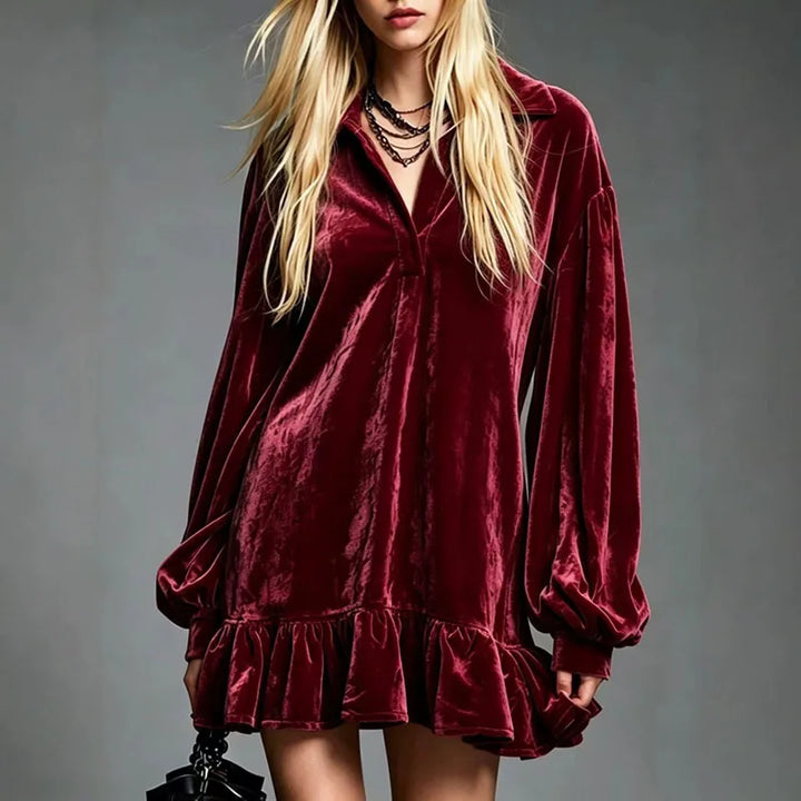 Rosalie Velvet Ruffle Mini Dress