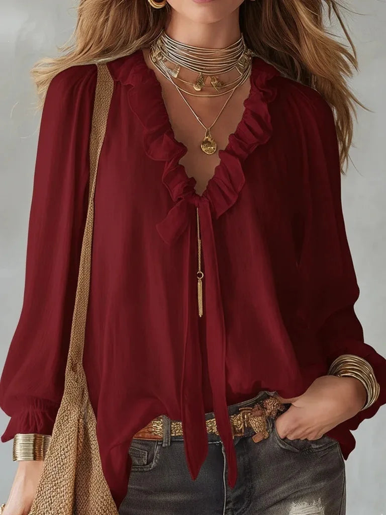 Maribel Lace Up Long Sleeve Top