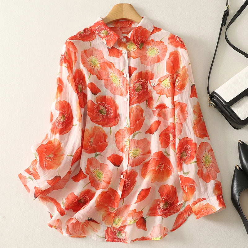 Amanda Linen Floral Top