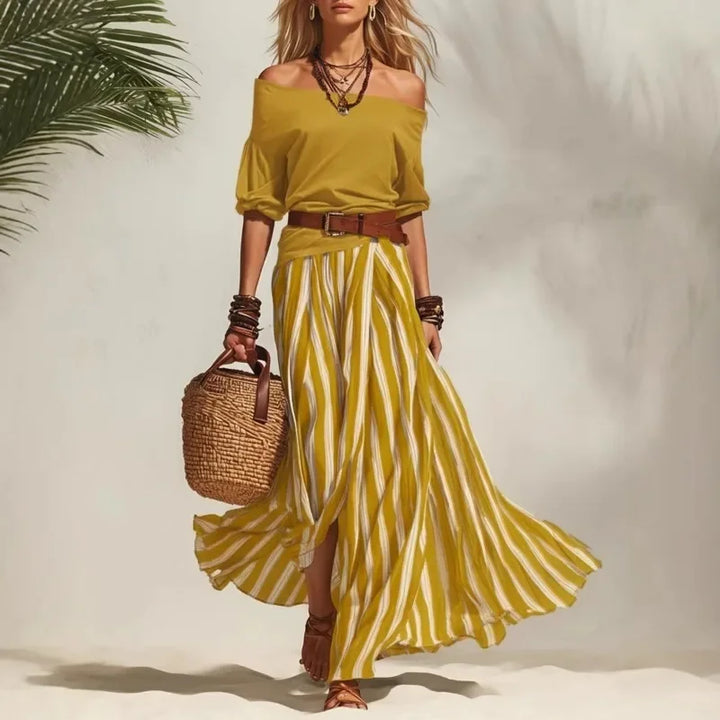 Vanessa Striped Maxi Skirt Set