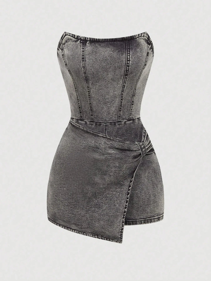 Talia Wrap Front Denim Dress