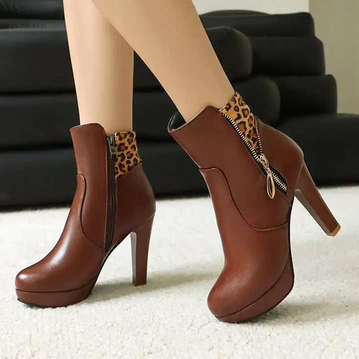 Vivienne Leopard Panel Ankle Boots