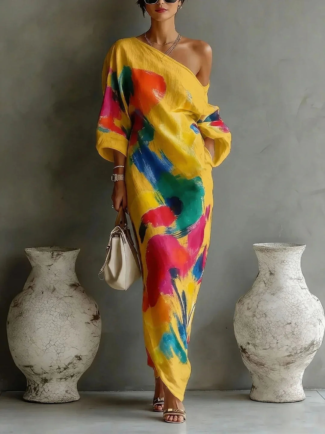 Soleil One Shoulder Bohemian Maxi Dress