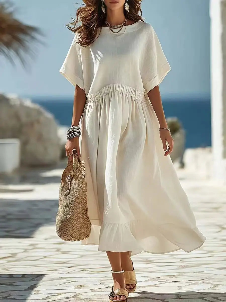 Avery Casual Ruffle Hem Maxi Dress