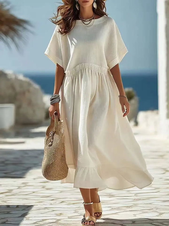 Avery Casual Ruffle Hem Maxi Dress