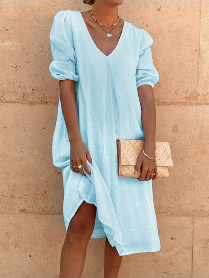 Elara Puff Sleeve Midi Dress