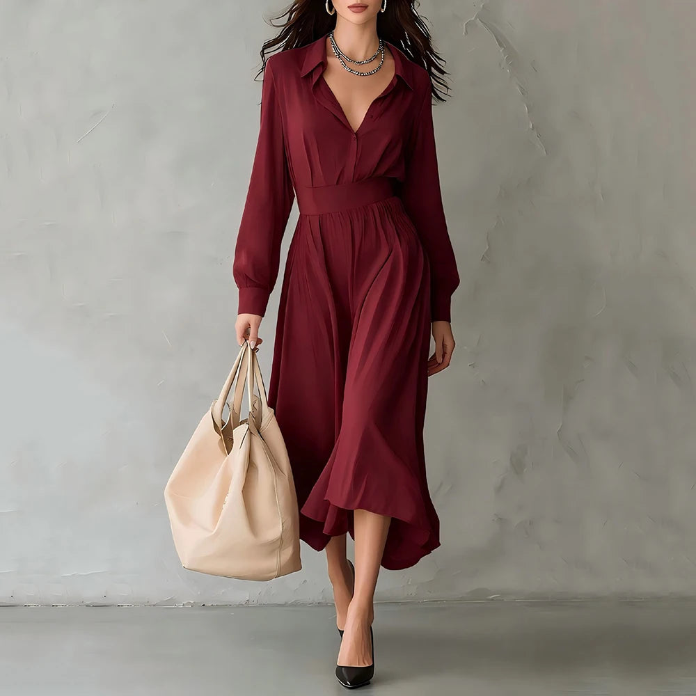 Chloe Pleated Shirt Midi Dress
