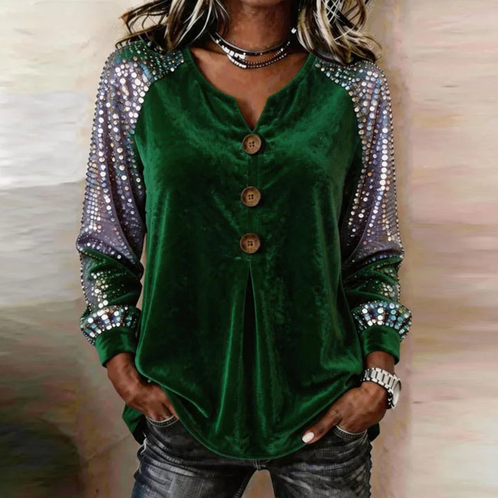 Keira Velvet Sequin Sleeve Blouse