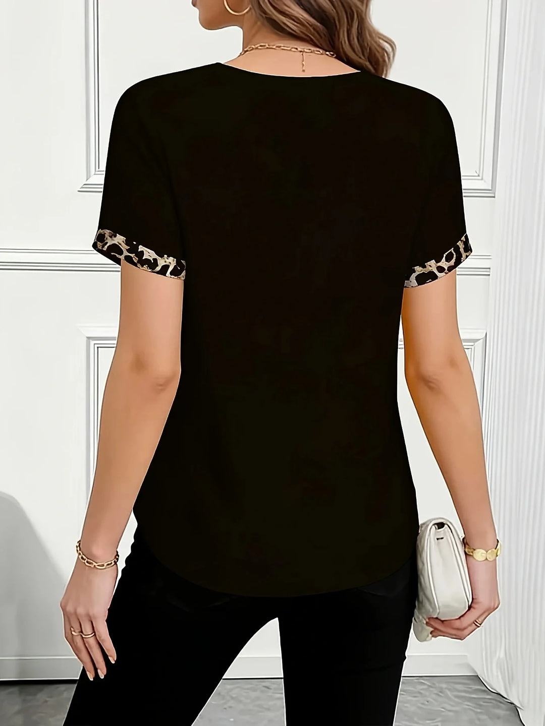 Aylin Leopard Trim Blouse