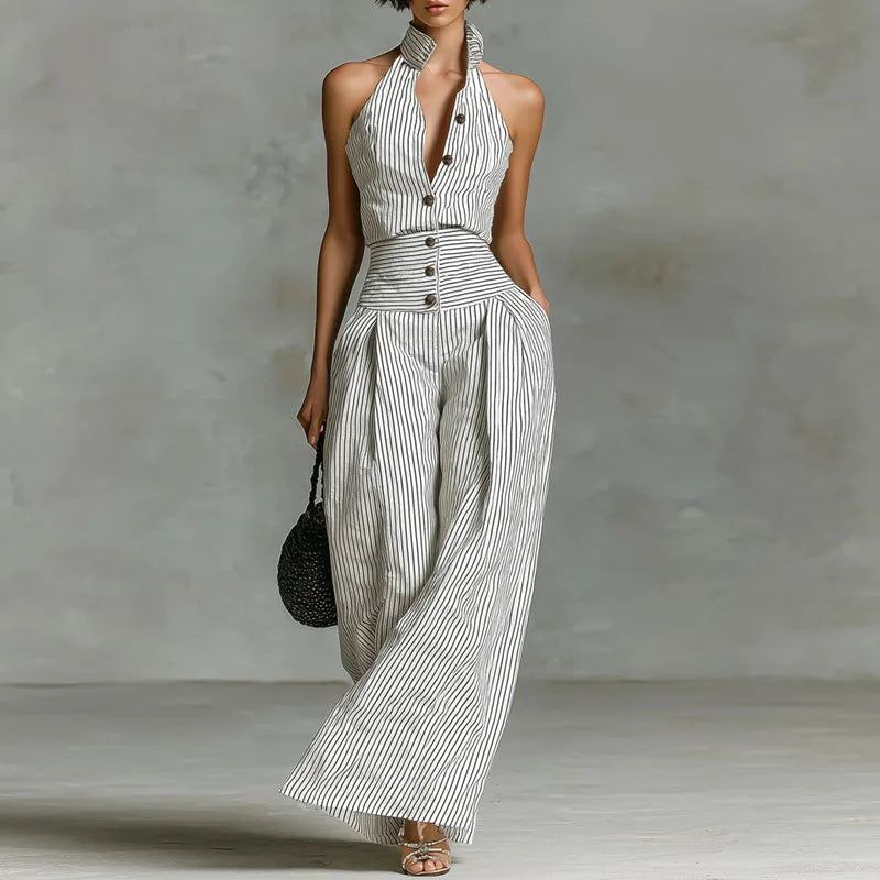 Isolde Striped Wide Leg Jumpsuit
