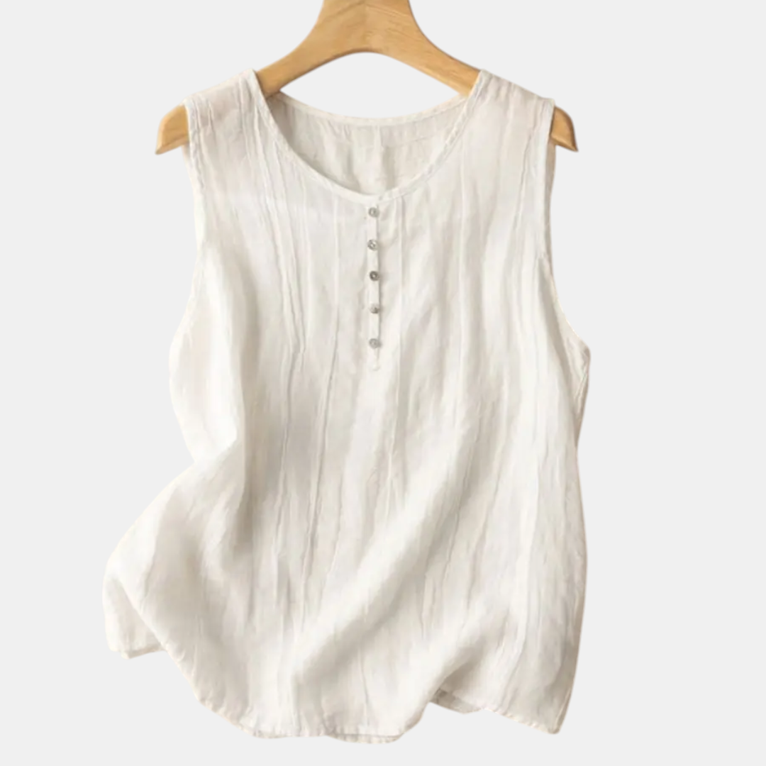 Elodie Sleeveless Linen Blouse
