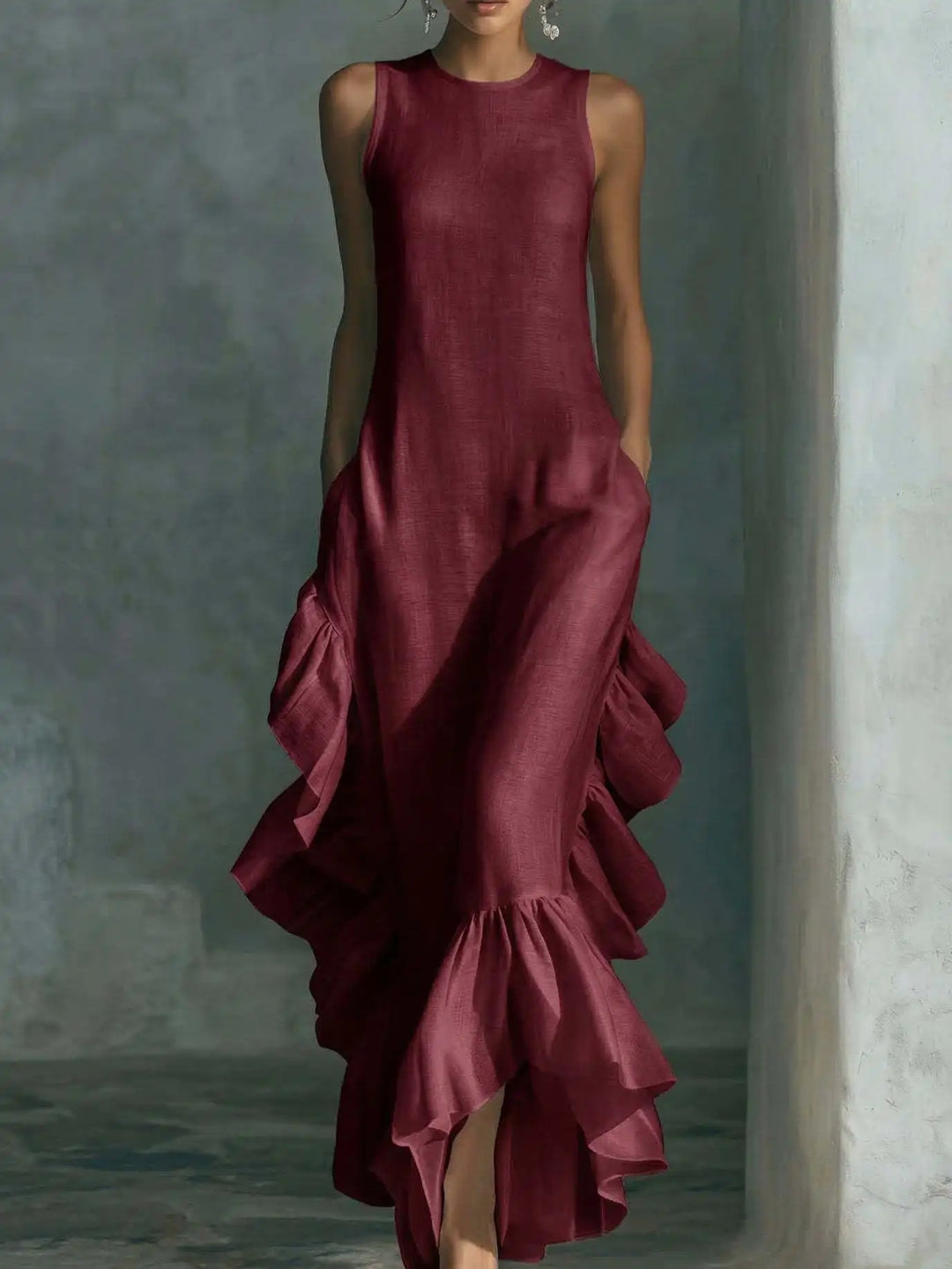 Aya Flowy Ruffle Maxi Dress